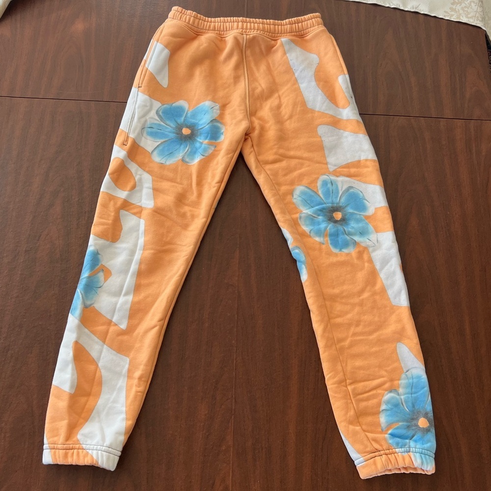 JULIET JOHNSTONE Women's Orange Floral Casual Drawstring Joggers Size S